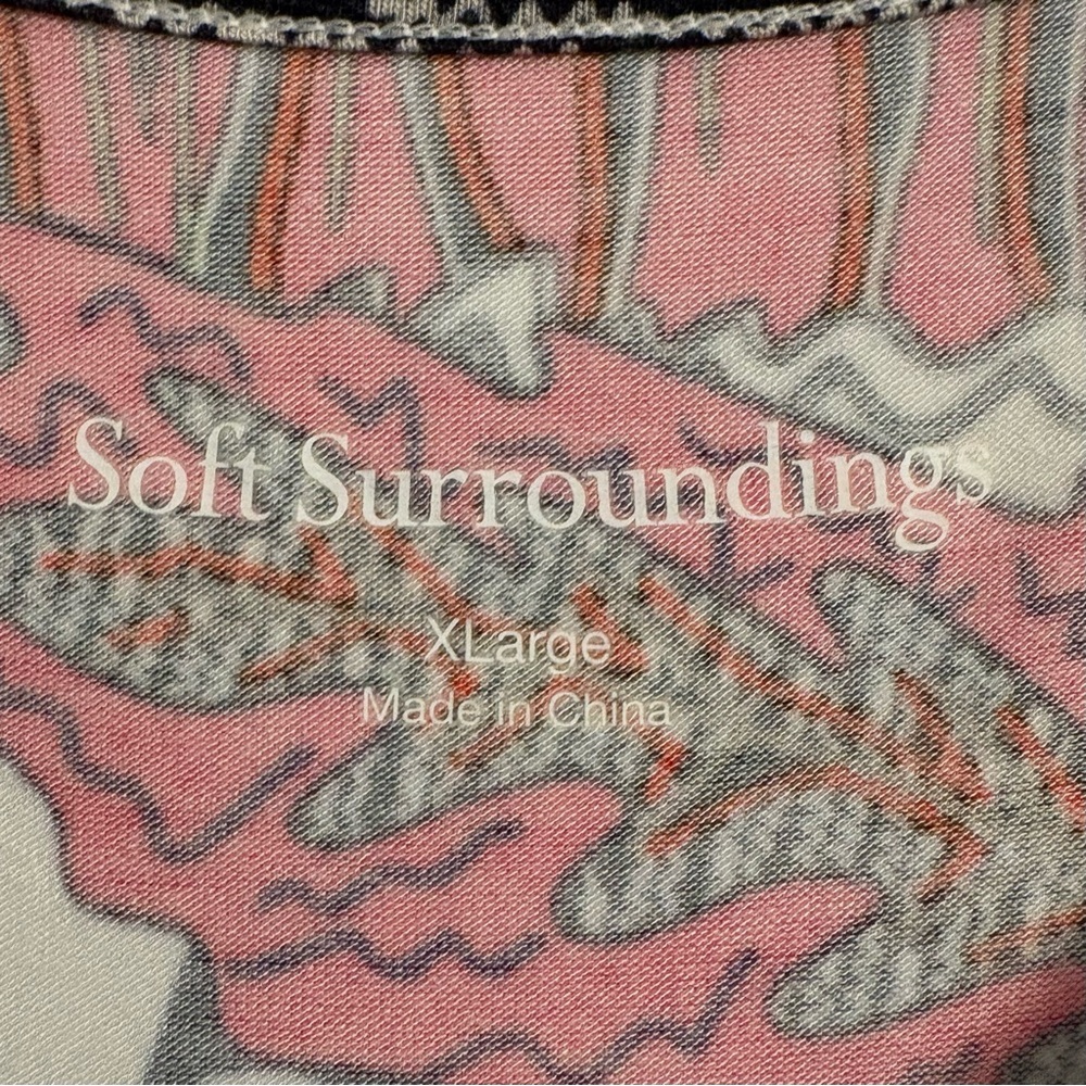 Soft Surroundings Tigerwood Tropical Print Tunic Top Henley Size XL - Picture 4 of 6